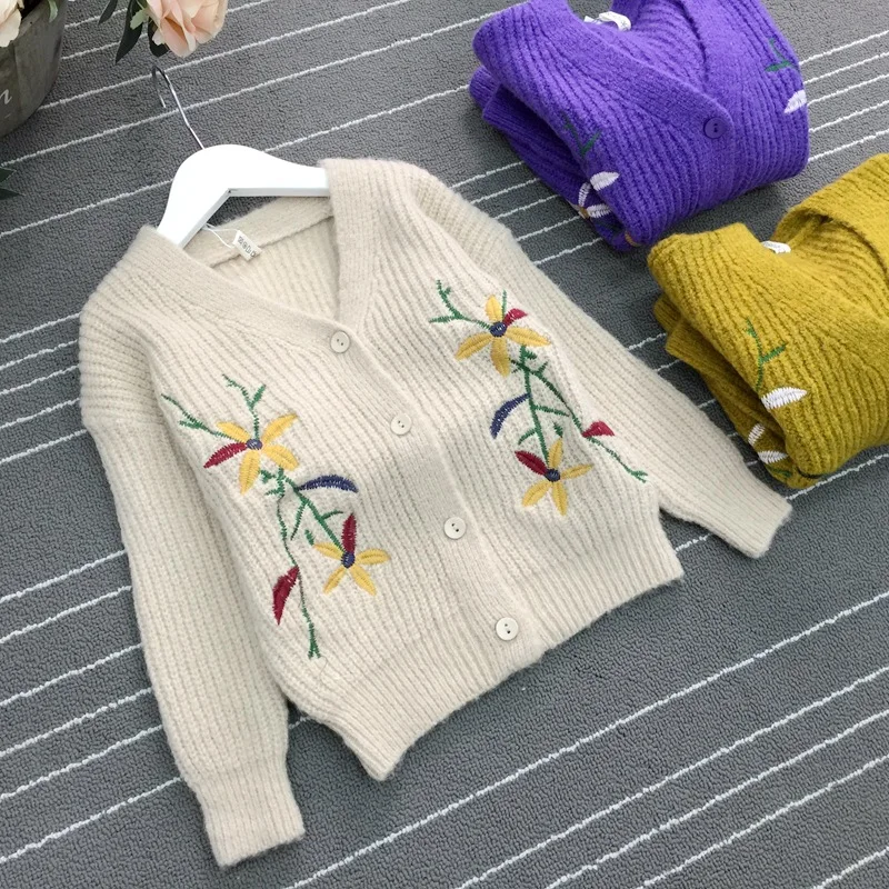 

Autumn New Style Girls Embroidery Sweater 2019 Korean-style CHILDREN'S Sweater Children Baby Cardigan Coat M027