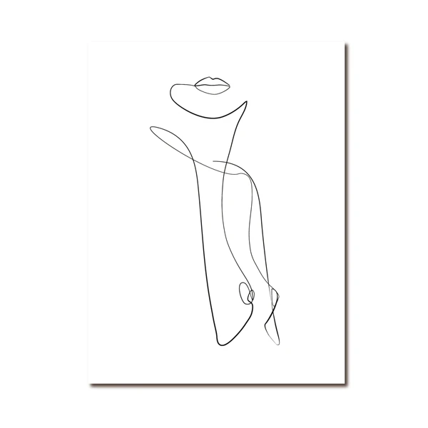 thumbnail image 1 of Dibujo de una línea abstracta de mujer desnuda, pintura en lienzo, impresiones, figura femenina desnuda, boceto de línea mínima, póster, decoración artística para el hogar, 1 of 5