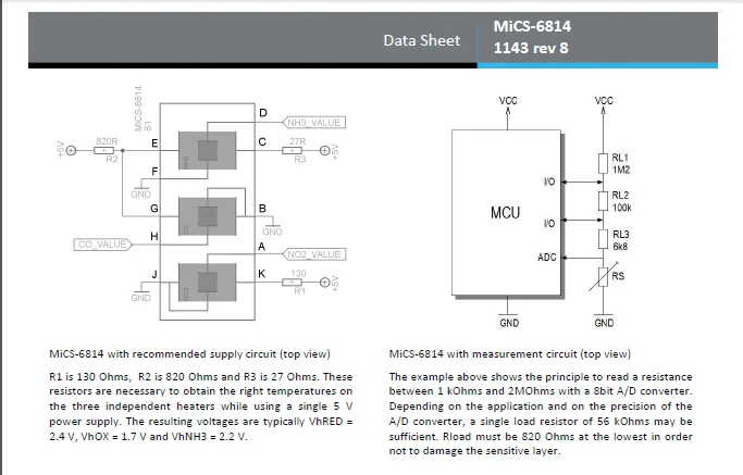 SGX MEMS датчик качества воздуха CO VOC NH3 оксид азота MICS-6814