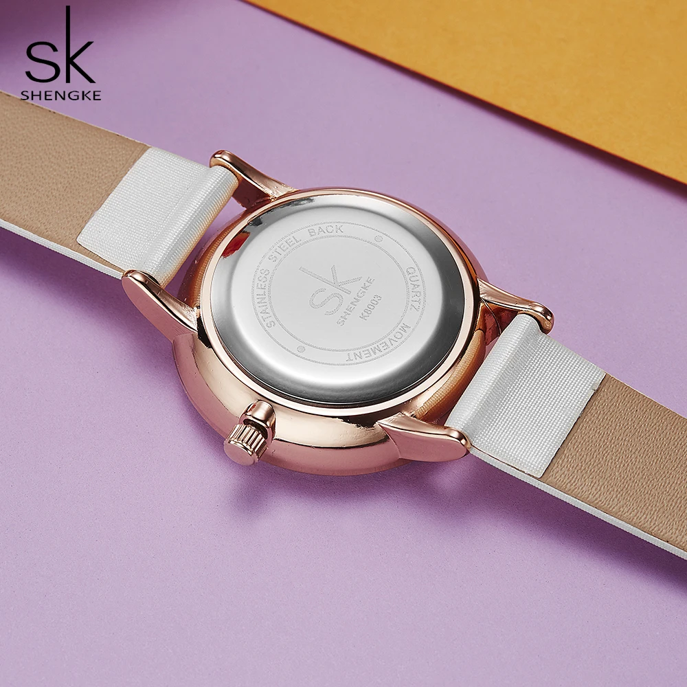 Shengke современные розовые женские часы модные женские часы кварцевые женские часы повседневные наручные часы Relogio Feminino Прямая