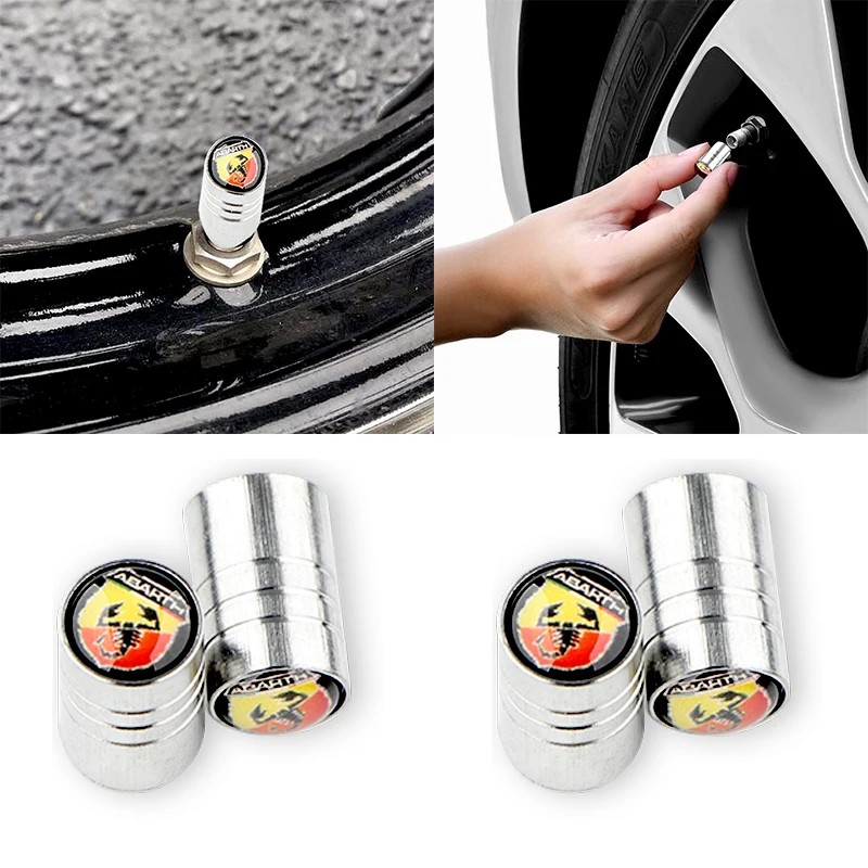 

4pcs Silver Car Tire Valve Core Cover Cap Auto Accessories for Fiats Punto Abarth 500 Stilo Ducato Palio Badge Car Accessories