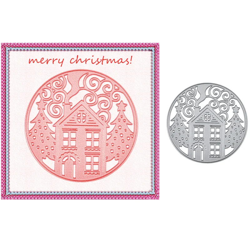 

Kokorosa Merry Christmas Tree Die House Metal Cutting Dies for Card Making Scrapbooking Embossing Cut Die Stencil Craft New