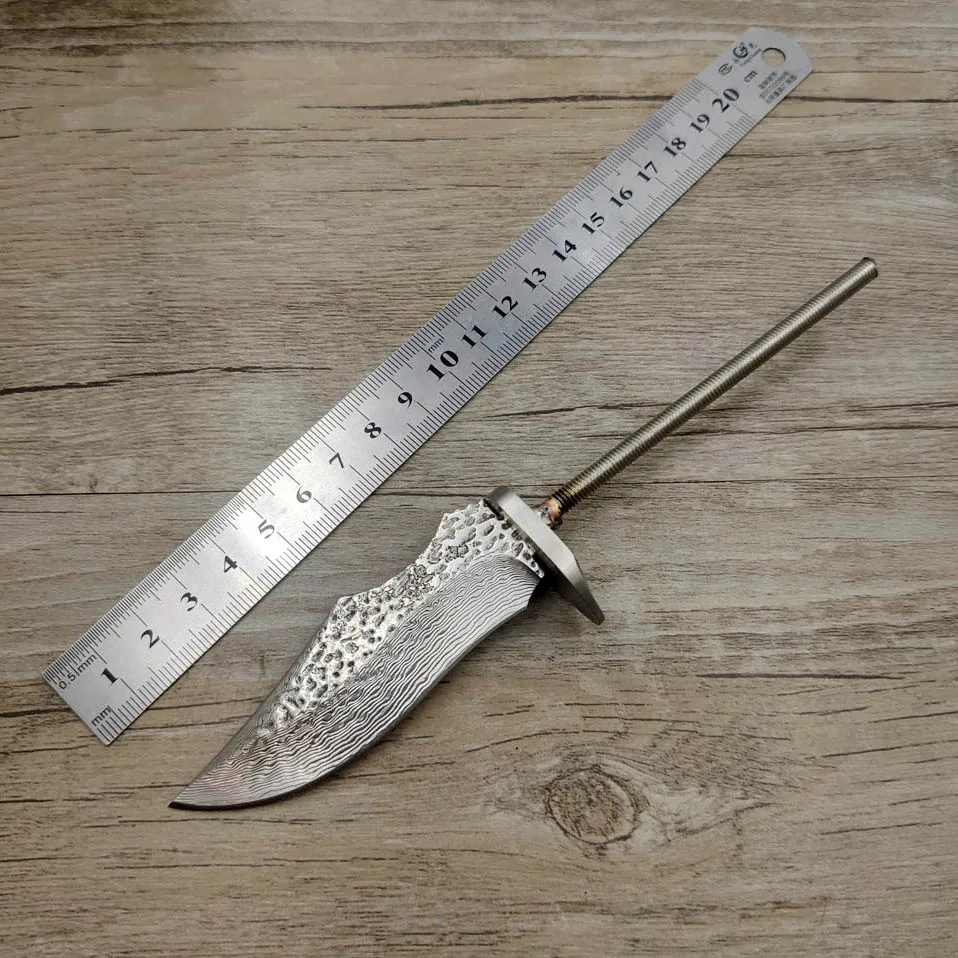DIY VG10 Дамасская сталь ковка шаблон стальной прямой нож с фиксированным лезвием заготовка diy полуфабрикат нож заготовки стали - Цвет: X-10DP