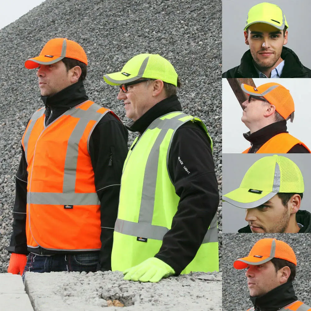 Уличные шляпы высокая видимость регулируемая бейсболка Hi-Vis безопасность желтый оранжевый шляпа от солнца