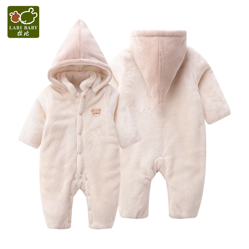 LABIBABY/Детские ползунки с капюшоном мягкий фланелевый комбинезон для девочек и