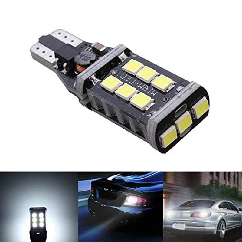 1 шт. W16W T15 Автомобильная светодиодсветильник лампа Canbus 2835 15SMD светодиодный сигнал
