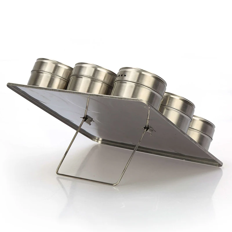 Stainless Steel Magnetic Spice Jars Tins Container Set Magnetic Spice Tins Jars Seasoning Pepper Organizer Kitchen Accessories