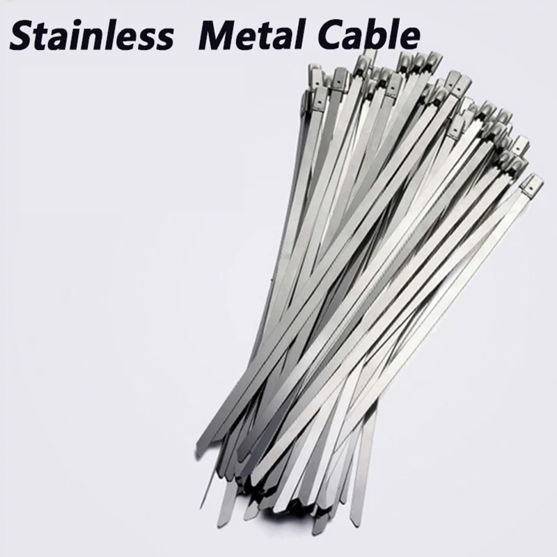 

10Pcs Stainless Steel Metal Cable Tie width 7.9mm Zip Strap Locking Exhaust Pipe Header 150mm-700mm
