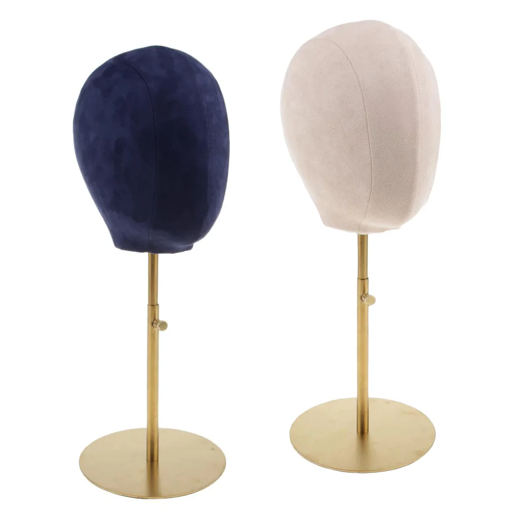 2pcs Velvet Cork Mannequin Head Hat Rack Cap Wig Making Holder Display Stand