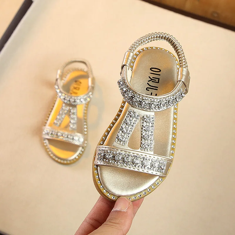 

Koovan Girl's Sandals 2020 Summer GirlsPrincess Sandals Crystal Children's Student Rhinestone Girl Baby Beach Shoes Kids