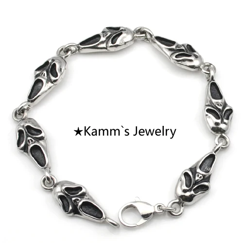 AMUMIU мужские ювелирные изделия череп браслет из нержавеющей стали Байкерский