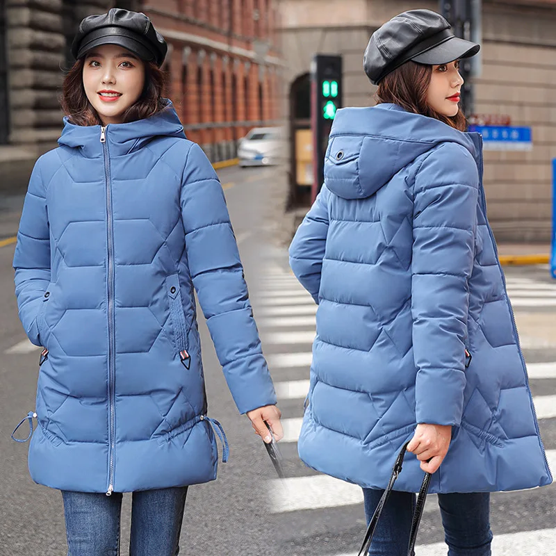 

Women's Hooded 2020 Winter Korean-Style Mid-Length Warm Fashion All-match Quilted Cotton Cloth
