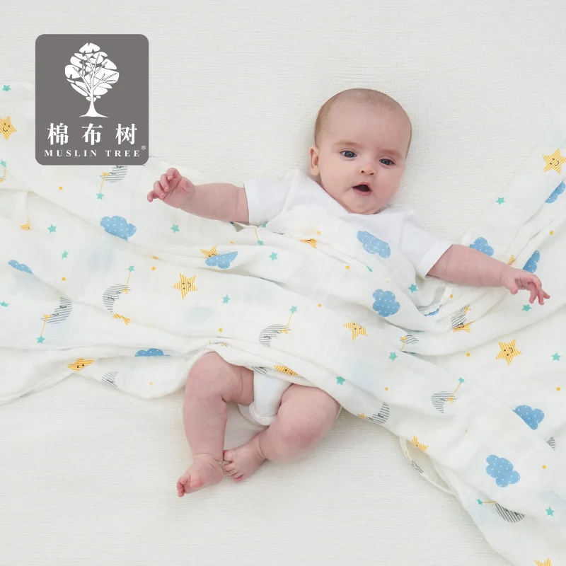 

Muslin TREE Gauze Blanket Cartoon Bamboo Swaddle Baby Quilt