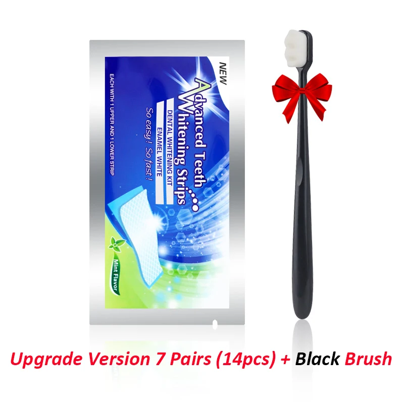 Upgrade 7 and black 7/14 пар, 3D белый гель, отбеливающие полоски для зубов, удаление пятен, гигиена полости рта, средства для отбеливания зубов - Цвет: Upgrade 7 and black