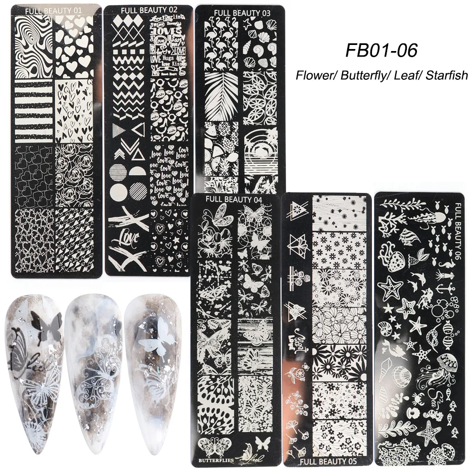 6pcs Nail Art Stamping Plates Set Flowers Christmas Snowflakes Animals Nail Stamp Template Polish Printing Manicure TRSUM01-06-1 5