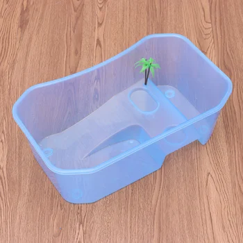 

Plastic Turtle Live Breeding Box Container Turtle Tank with Drying Platform (Size S)