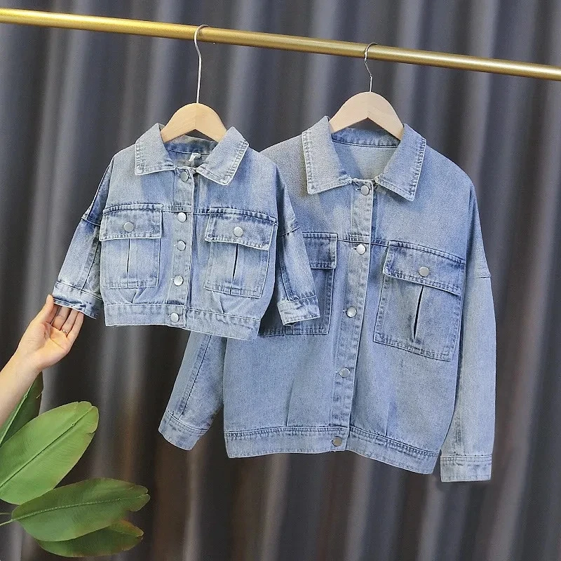 Spring Autumn Kids Denim Jackets for Girls Baby New Flower Embroidery Coats Fashion Children Outwear Ripped Jeans Jackets 1-5Y
