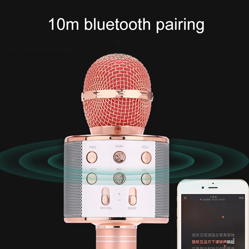 Профессиональный Bluetooth беспроводной микрофон динамик ручной микрофон караоке микрофон музыкальный плеер для вокала, с рекордером KTV микрофон