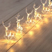 Deer LED String Light 10LED Battery Operated Reindeer Indoor Decoration For Home Christmas String Lights Outdoor Xmas Party
