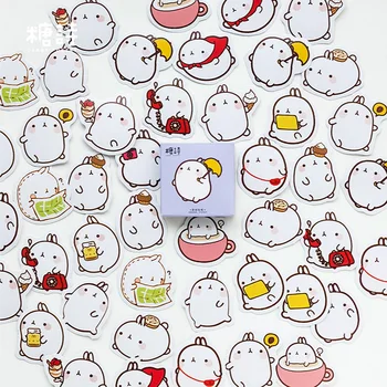 

45 pcs/pack Molang Rabbit Stickers Set Cute Decorative Stationery Sticker Scrapbooking DIY Diary Stick Label school supplies