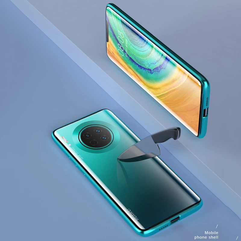 360 полный защитный Магнитный чехол для huawei mate 30 Pro ударопрочный чехол металлический бампер передний+ задний стеклянный чехол для huawei mate 30