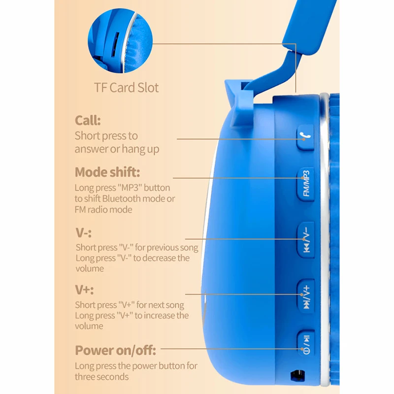 Fones de Ouvido sem Fio dos Monstros dos Desenhos Fone de Ouvido Dobrável com Fone de Ouvido Estéreo da Música do Mic Fones para o Telefone do Jogador de Bluetooth dos Presentes das Crianças do Menino Animados Dobrável Menino com do - Image 4