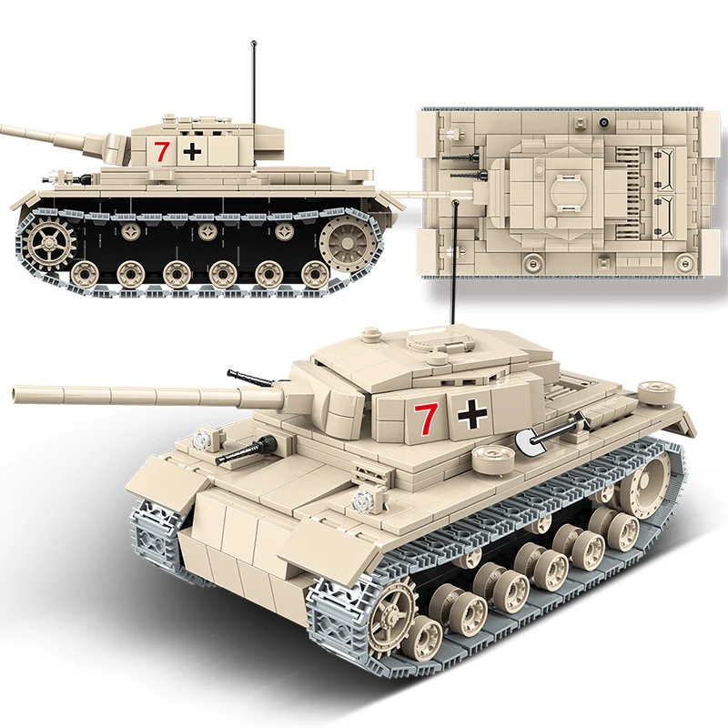 711 шт. WW2 Военная Униформа Heavy Panzer III German No.3 Танк строительные блоки город армейская