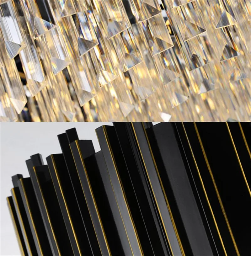 Новая Черная Круглая Люстра со стразами Современная роскошь блеск гостиной K9 хрустальные люстры крепеж для подвесных светильников