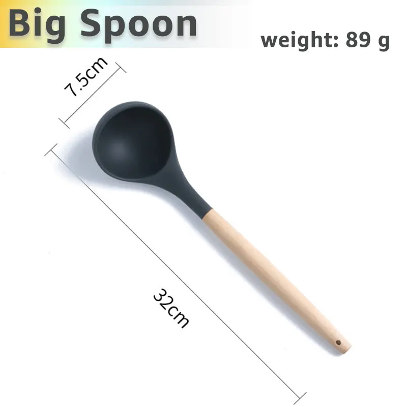 Big-spoon Наборы инструментов для приготовления пищи нетоксичные приготовления выпечки Кухонные инструменты принадлежности силиконовая лопатка скребок-ложка щетка Лопата венчик Тернер - Цвет: Big-spoon