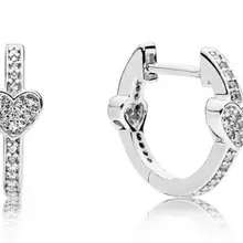 Оригинальные 925 пробы серебряные серьги, заманчивые, с сердечками, с кристаллами, серьги-гвоздики для женщин, свадебный подарок, модное ювелирное изделие