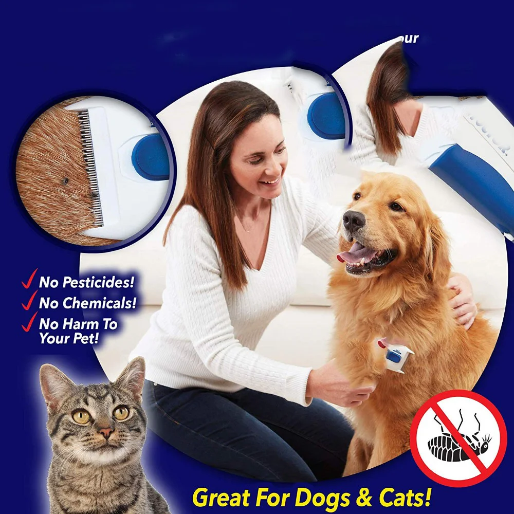 

Practical Electric Head Pet Comb Electric Terminator Anti Removal Kill Lice Cleaner Puppies Fleas Electronic Lice Comb Cat Dog