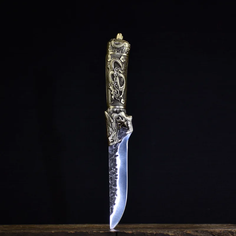 Handmade Viking Knife 3Cr13CoMoV High Carbon Steel Hunting Outdoors Sharp  Paring Fish Kitchen Knives Copper Dragon Decor Handle - AliExpress