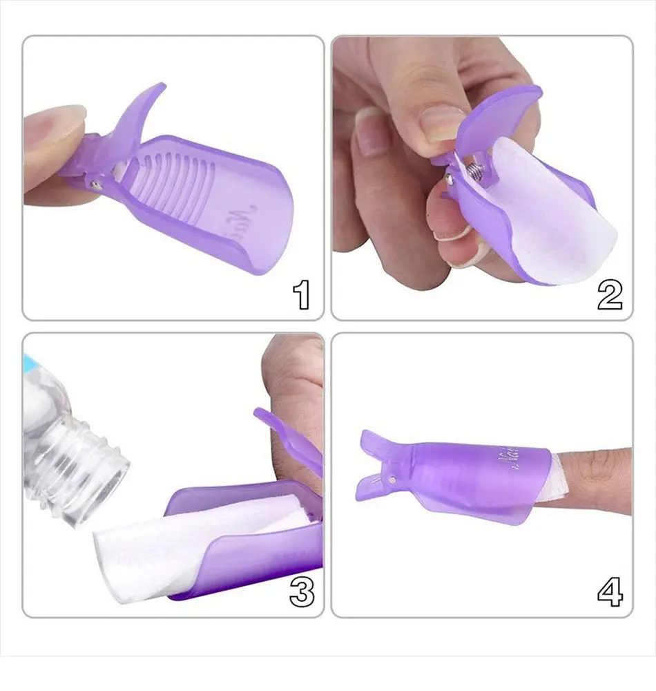 20 шт Пластиковый Лак для ногтей замочить от крышки зажимы УФ-гель для ногтей для удаления обертывания обезжириватель очиститель для маникюрного инструмента пальцы и пальцы ног