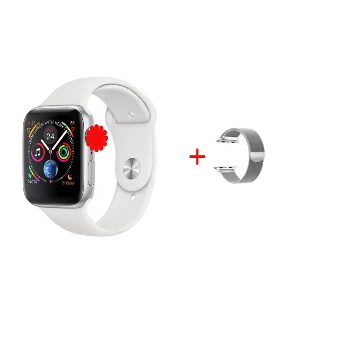 IWO 9 plus Смарт-часы 44 мм серии 4 чехол 1:1 Bluetooth Smartwatch ЭКГ часы для iOS iPhone Android не apple watch - Цвет: SILVER ADD MILANESE