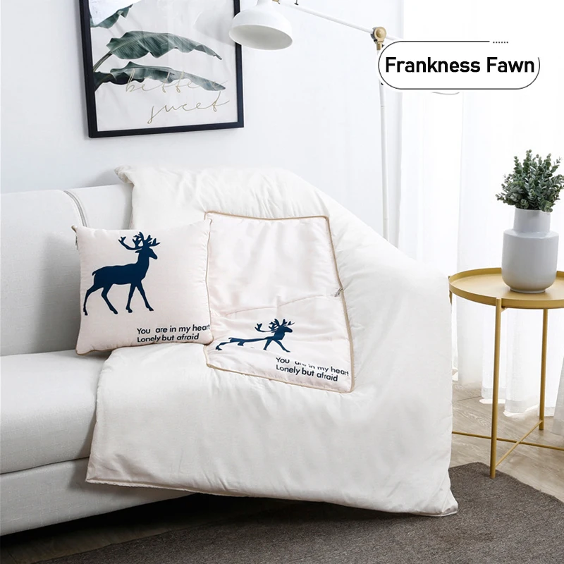 Frankness fawn Многофункциональное Хлопковое одеяло с рисунком, портативная складная подушка с узором в виде квадратов, домашнее, офисное, автомобильное стеганое одеяло с функцией кондиционирования воздуха 40*40 - Цвет: Frankness fawn