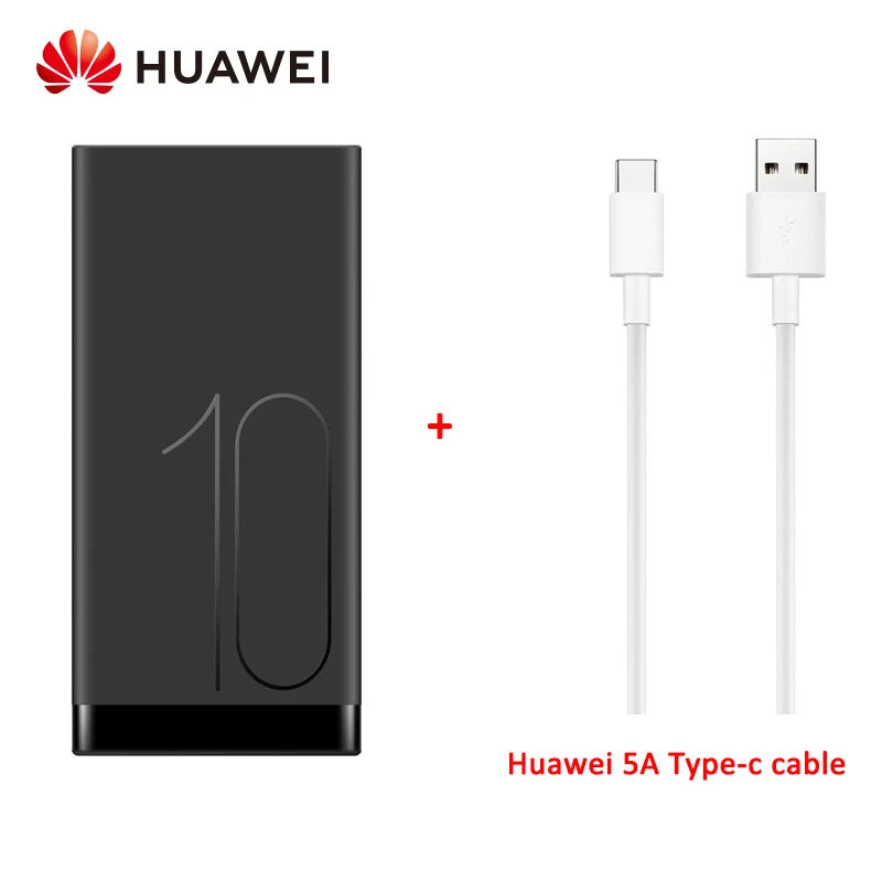 Huawei 10000 мАч QuickCharge power Bank Двусторонняя Быстрая зарядка Макс 18 Вт для смартфонов с кабелем 5A - Color: add Type-c cable
