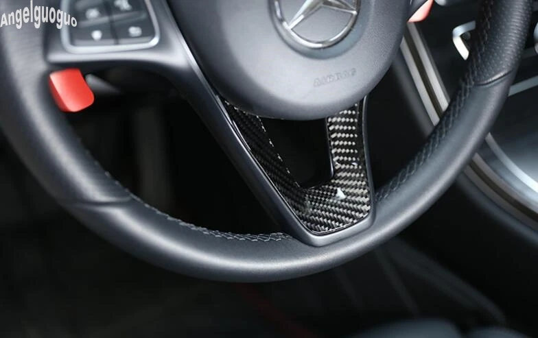 Мягкое углеродное волокно для Mercedes Benz C E A B класс W205 W213 W176 GLA GLC CLA CLS et украшение рулевого колеса автомобиля U рамка Крышка
