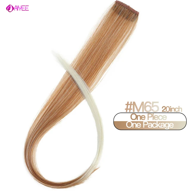 AIYEE Hair Extensions Pure RainBow Hairpiece Clip In Hair Piece Synthetic Long Straight Ombre Pink Red Rainbow Hair Piece 65