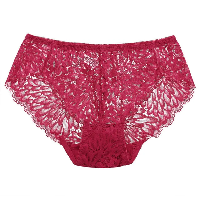 style2 wine red 6 цветов сексуальное кружевное белье в цветочек, трусики для женщин, прозрачные Бесшовные дышащие удобные женские трусики со средней посадкой - Цвет: style2 wine red