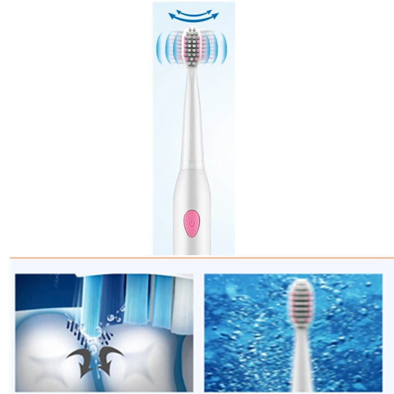 5 Modes Electric Toothbrush USB Charge Rechargeable Tooth Brushes with 6 Pcs Replacement Heads Timer Brush