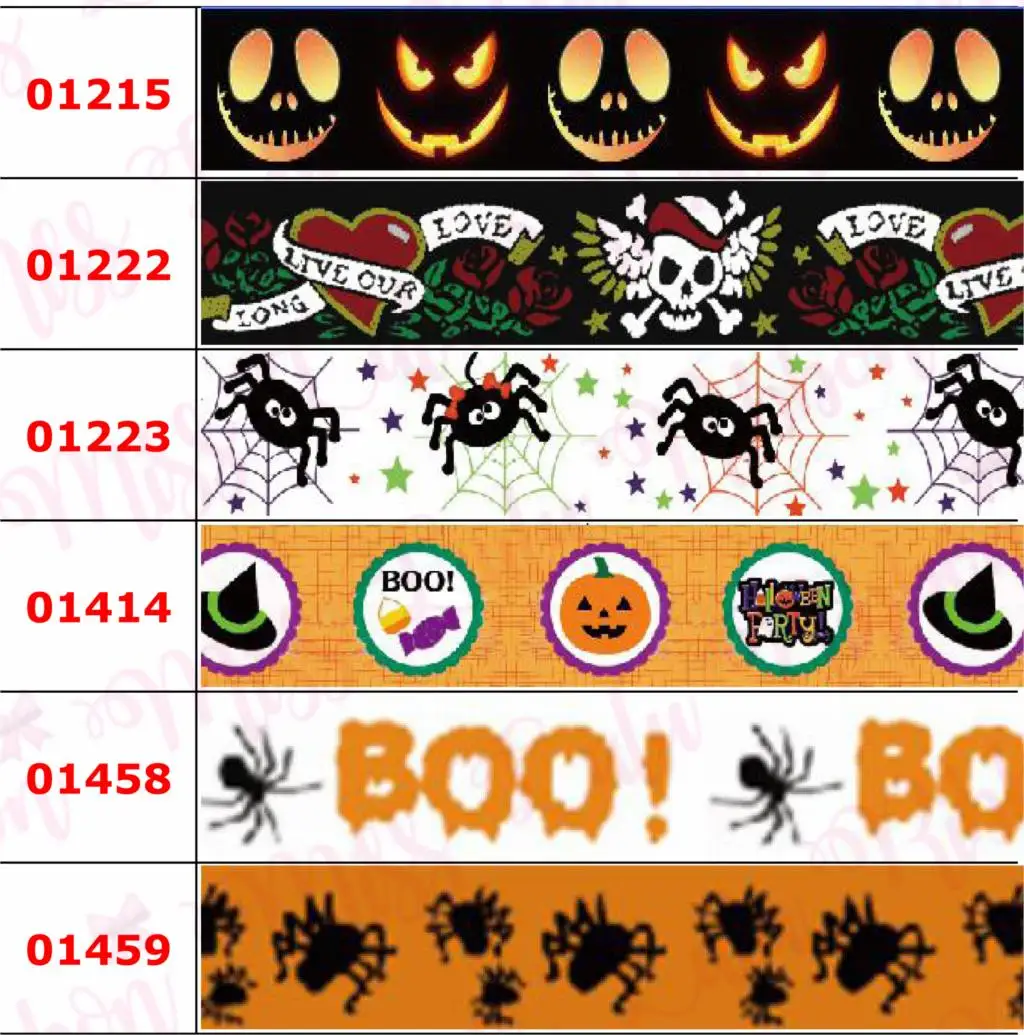 

16mm-75mm Halloween Series Cartoon Emoji Pumpkin Bat Printed Grosgrain/Foe Ribbon"Boo" DIY Hair Bowknots 50yards/roll