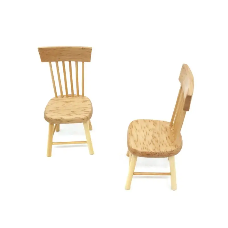 1:6 1:12 Miniature Dollhouse Mini Wooden High Table Chair Doll House Furniture Pretend Play Toys Accessories Decoration R9UE