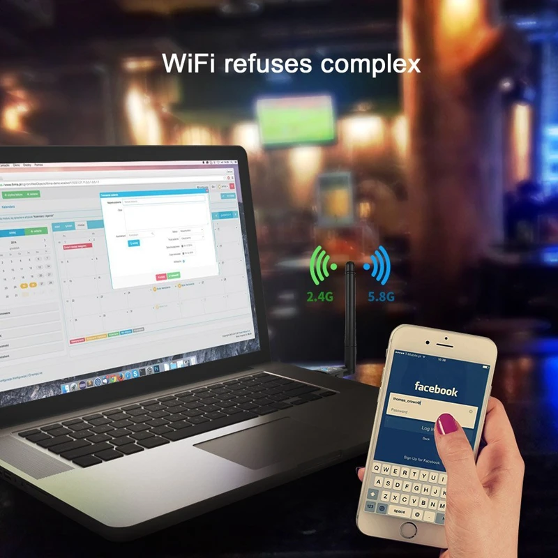 600 Мбит/с USB Wifi адаптер для рабочего стола Daul Band 2,4 ГГц/5 ГГц 433 Мбит/с 802,11 ac/a/b/g/n USB беспроводной сетевой адаптер для рабочего стола/La