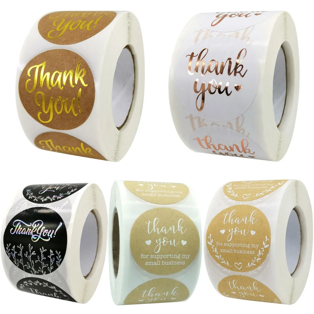 

24Choice Big Size Rose Gold Thank You Stickers Rainbow Laser Holographic for small Business Custom Online Sales Shipping Package