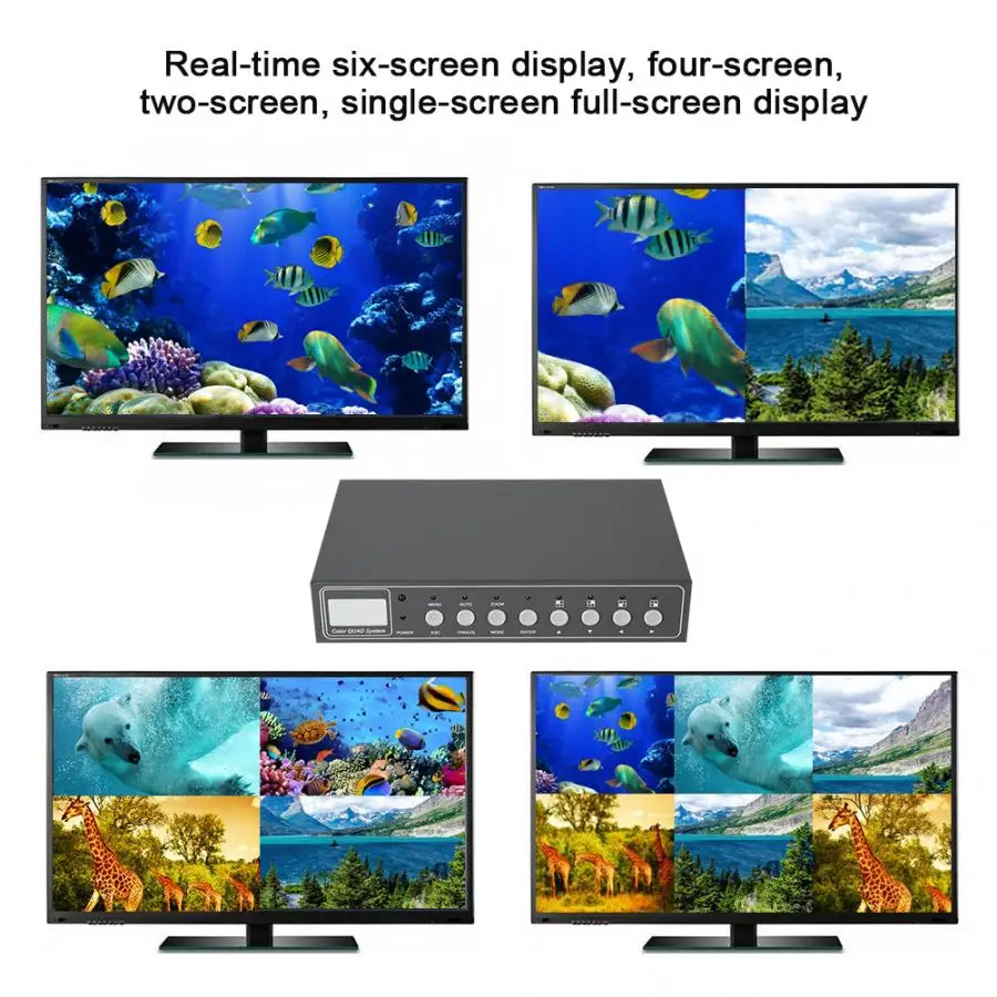 6CH видео Вход сплиттер Quad Высокая производительность CCTV процессор совместимая с
