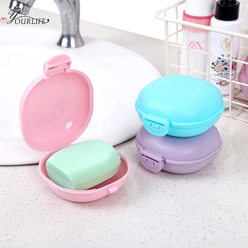

OYOURLIFE Portable Candy Color Soap Case With Cover Outdoor Travel Soap Protect Box Bathroom Soap Holder Bathroom Accessories