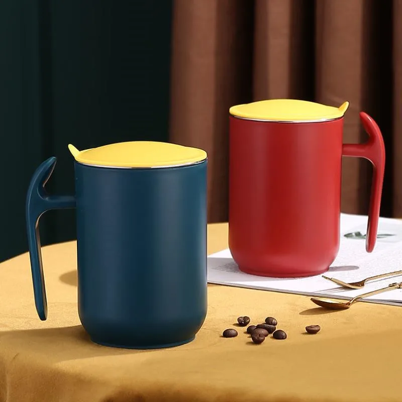 Double Wall Stainless Steel Insulation Coffee Mug Anti-Scald Mug With Removable Lid