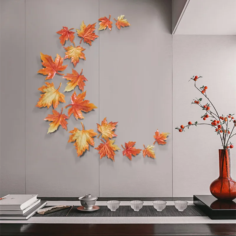 Light Luxury Maple Leaf Wall Hanging Home Decor Resin Craft Creative  Background Stereo Decoration LivingRoom Accessorie Stickers - AliExpress