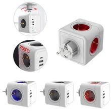 Tira de energia plugue da ue com usb parede extensão tomada adaptador inteligente multi extensão casa viagem cubo power strip