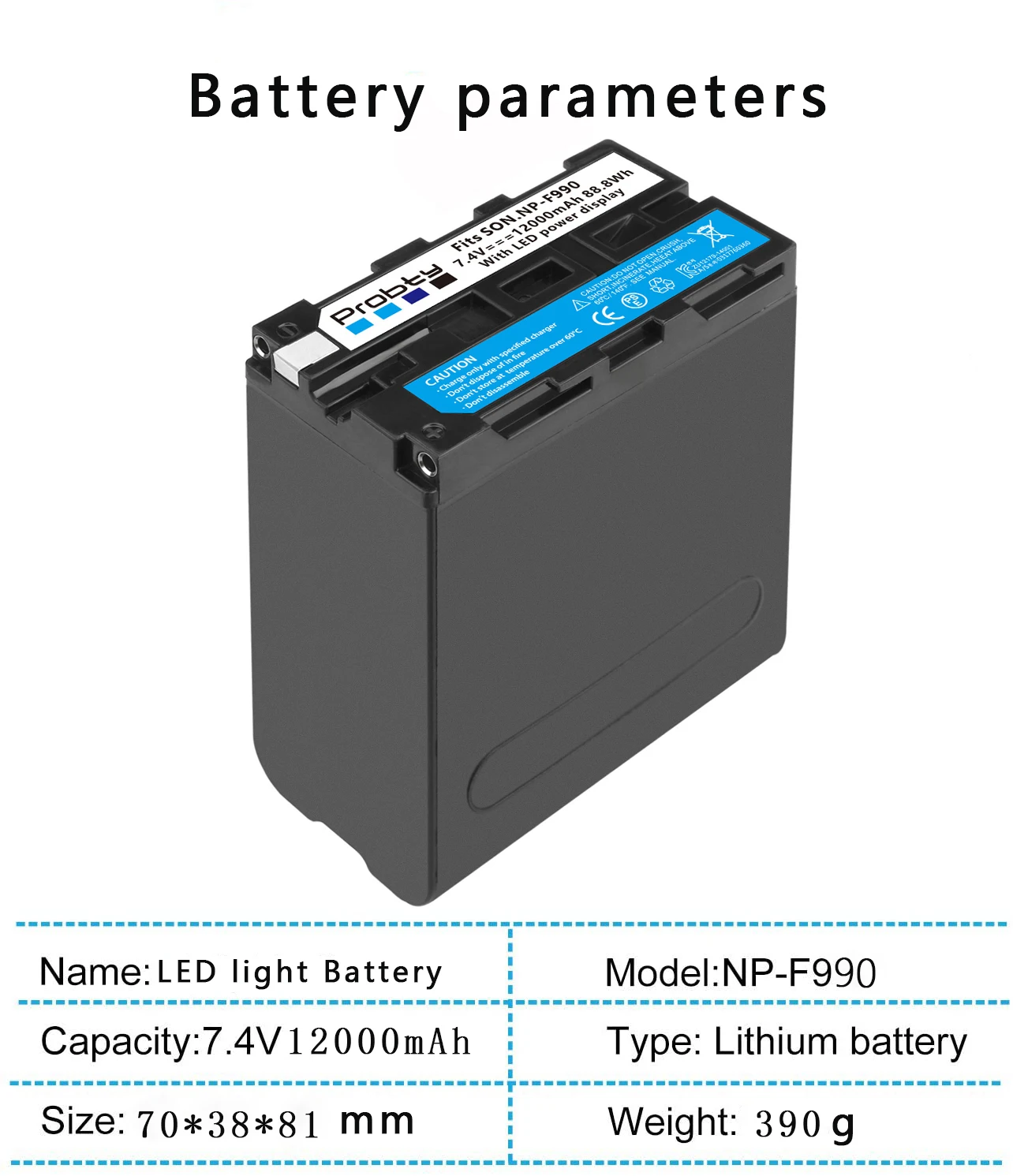 Bateria Probty 12000mah Np-f990 Np-f980 F970 F960 para Yongnuo Godox Yn300air ii Yn300 Iii Yn600 L132t Conduziu a Bateria de Luz de Vídeo - Image 6